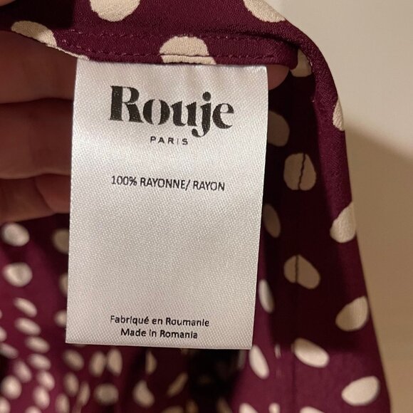 Rouje Gloria Burgundy Red Polka Dot Wrap Skirt 44 12 - Picture 3 of 8